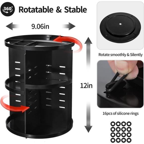 360 Rotating Makeup Organizer,DIY Adjustable Spinning Holder,Foldable Cosmetic - Picture 4 of 6